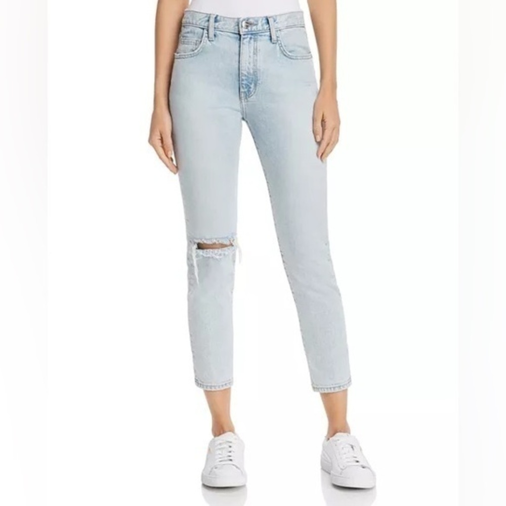 Current/Elliott The Vintage Cropped Straight-Leg Jeans in Century Destroy